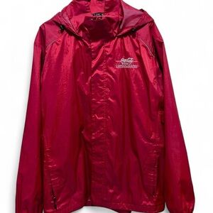 Red Coca-Cola windbreaker jacket with hood